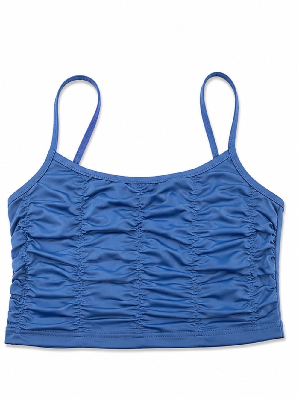 Blue Ruched Crop Top